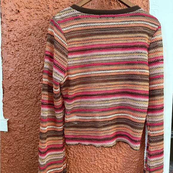 Y2K Almost Famous Women’s Knit Cropped Flare Sleeve Fairy Boho Top Mesh Rave L - Picture 3 of 8